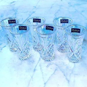 GODINGER DUBLIN AURORA BOREALIS CRYSTAL VODKA SHOOTERS SET OF 6
